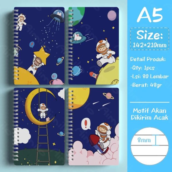 Buku Catatan Aesthetic A5 Notebook Diary Jurnal Lucu Sekolah - Astronot