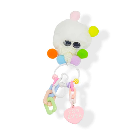 088956_1766803192271 Gantungan Kunci Boneka Bulu Cute Coal Balls Aksesoris Tas HP - Putih - Image 1