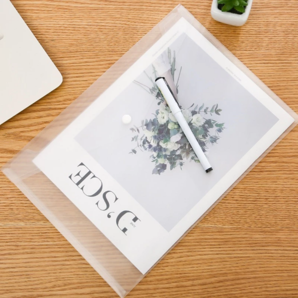 Map Plastik A4 Kancing Folio Transparan Warna Tempat Penyimpanan File - transparant