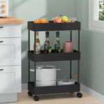 Rak Dapur Plastik Persegi 3-4 Susun Hemat Tempat dan Praktis - 3 Susun Hitam