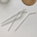 Sedotan Kaca Bening Bengkok 20cm Tahan Panas Reusable