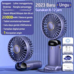 Kipas Angin Lipat LED Display Portable Mini Handheld 5 Speed Level Type C - Ungu