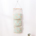 Storage Bag Gantung Kain Kanvas Organizer Storage 3 Sekat Korea - Hijau Flamingo