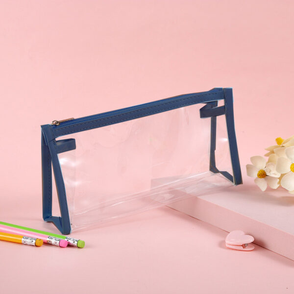 Kotak Tempat Pensil Bening Transparan Minimalis Multifungsi - Navy