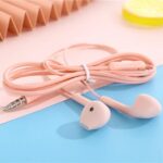 Earphone headset handsfree macaron u19 stereo kabel mate color mic - Pink