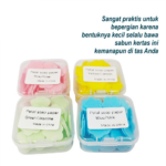 Sabun Kertas Travel Mini Motif Bunga Praktis untuk Cuci Tangan - Biru - Image 3