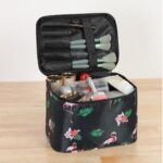 Tas Kosmetik Pouch Make Up Travel Motif Lucu 21x15x16 cm Multi Fungsi - Flamingo Hitam