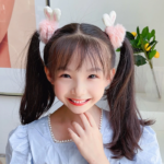 Ikat Rambut Anak Perempuan Telinga Kelinci Rabbit Bulu Halus Aesthetic - Peach - Image 6