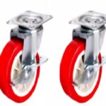 Roda Troli Etalase 4 Pcs Caster Merah Nylon PVC dengan Rem Putar - Rem