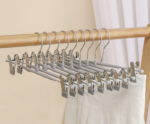 Hanger Gantungan Baju Celana Anti Slip dengan Klip Bahan Kawat Besi - Abu