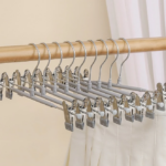 Hanger Gantungan Baju Celana Anti Slip dengan Klip Bahan Kawat Besi - Abu