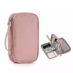 Pouch Dompet Travel Double Layers Mini Storage Organizer Cable Cord - Pink