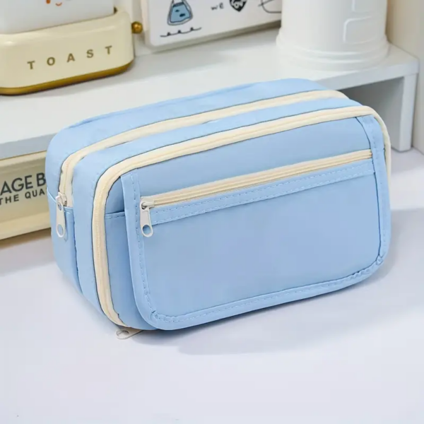 Tempat Pensil Korea Jumbo Aesthetic Premium Kapasitas Super Besar - Biru