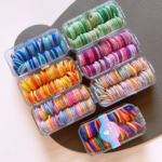 Kotak Ikatan Rambut Gaya Korea Kunciran Rambut Model Polos Warna Warni - kotak macaronn - Image 7