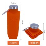 Botol Air Minum Silikon Lipat 700ml Bebas BPA Praktis dan Anti Bocor - Orange