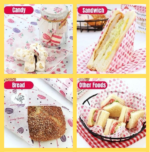 Alas Nasi Bento Kertas Pembungkus Makanan Roti Sandwich Burger Dessert - Hati - Image 3