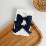 Jepit Rambut Pita Anak Lucu 2 in 1 Hair Pin Ribbon Cute Korea Style - Navy - Image 6