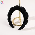 Bando Shell Busa Jumbo Fluffy Empuk Polos Bandana Cloud Style Gaya Korea - Hitam