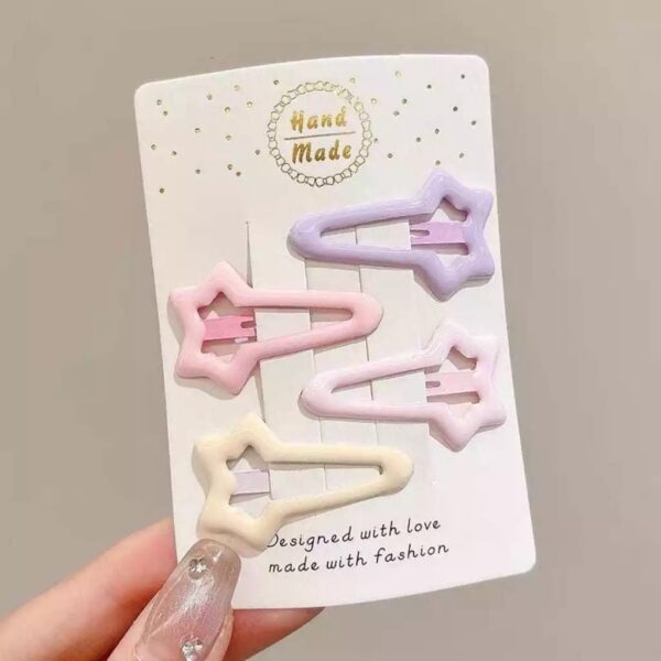 Jepit Rambut Anak Isi 4 Bentuk Lucu Warna Warni Aksesoris Wanita - Bintang Jatuh