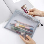 Pencil Case Jaring Transparan PVC Mesh Simple Korean Style