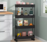 Rak Dapur Plastik Persegi 3-4 Susun Hemat Tempat dan Praktis - 4 Susun Hitam