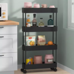 Rak Dapur Plastik Persegi 3-4 Susun Hemat Tempat dan Praktis - 4 Susun Hitam