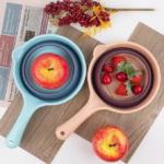 Gayung Mandi Lipat Serbaguna Silikon Portable Efisien Hemat Tempat - Biru Muda - Image 4