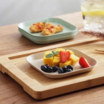 Piring Saji Snack Jerami Persegi Square Wheat Straw Anti Slip 13x13x2cm - Hijau - Image 4