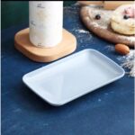 Wheat Straw Piring Saji Persegi Panjang Anti Lengket Warna Warni Simple - Pink - Image 7