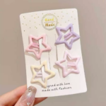 Jepit Rambut Anak Isi 4 Bentuk Lucu Warna Warni Aksesoris Wanita - Bintang Jatuh - Image 8