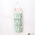 Storage Bag Gantung Kain Kanvas Organizer Storage 3 Sekat Korea - Hijau Flamingo - Image 3