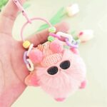 Gantungan Kunci Boneka Bulu Cute Coal Balls Aksesoris Tas HP - Putih - Image 2