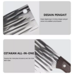 Pisau Dapur Pemotong Daging Sayur Buah Koki Chef Knife Baja Stainless - Persegi - Image 6