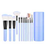 Set Alat Rias Wajah Kuas 12 In 1 Tabung Make Up Tools Brush Isi 12 Pcs - Biru