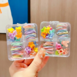 Set Box Ikat Rambut Aksesoris Jepitan Anak Lucu Cute Mix Warna Warni - Bintang - Image 5