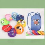 Keranjang Cucian Pakaian Baju Kotor Lipat Karakter Laundry Bag Nylon - Bear Pink - Image 3