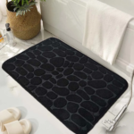 Keset Kamar Mandi Memori Foam Anti Slip Dengan Motif Batu - Hitam