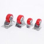 Roda Troli Etalase 4 Pcs Caster Merah Nylon PVC dengan Rem Putar - Tanpa rem - Image 2