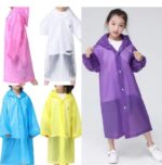 Jas Hujan Anak Model Poncho Bahan EVA Tebal Anti Air Praktis Dipakai - Pink - Image 4