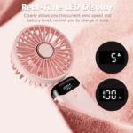 Kipas Angin Lipat LED Display Portable Mini Handheld 5 Speed Level Type C - Putih - Image 3