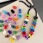 Manik Alfabet 3D Luxury Bahan Aksesoris DIY Craft Gelang Kalung - M - Image 8