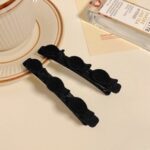 Jepit Rambut Velvet Mawar Cantik Aksesoris Elegan Untuk Wanita - Coklat - Image 6