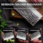 Pisau Dapur Pemotong Daging Sayur Buah Koki Chef Knife Baja Stainless - Persegi - Image 5