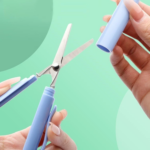 Gunting Lipat Mini Bentuk Pena Praktis Ringkas dan Mudah Dibawa - Biru - Image 6