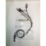 Kabel Roll 3 in 1 Tarik 2.4A Otomatis Fast Charging - Abu