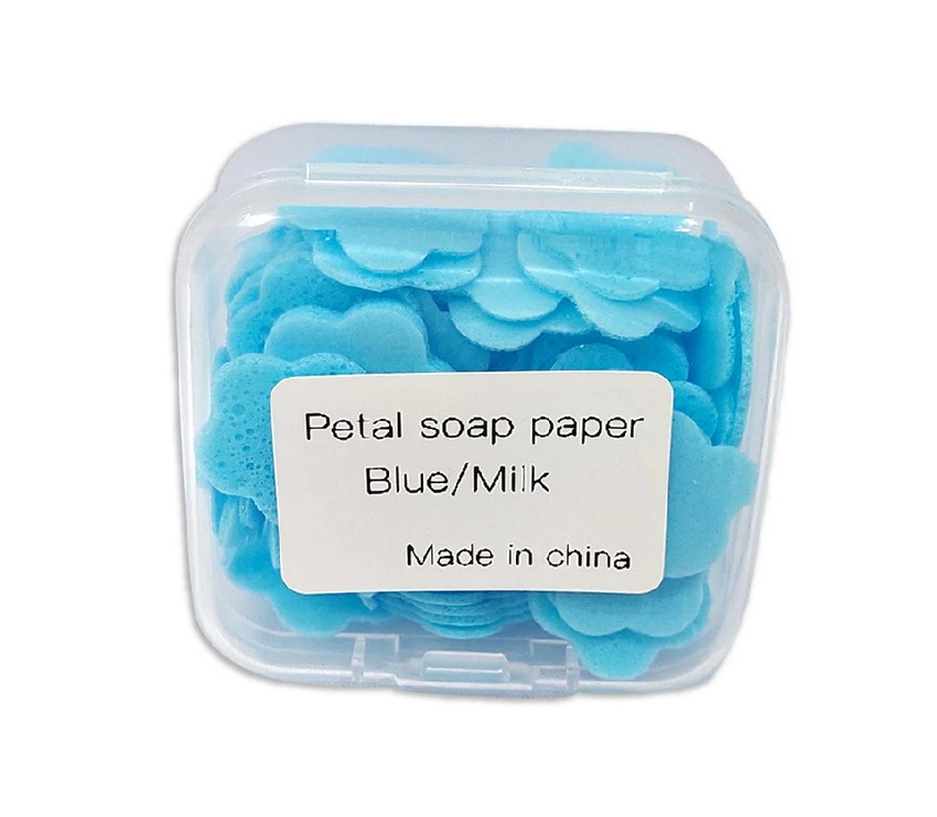 LssUWGNDl0sm4mPNnUZXZFGCrktzjADKGgZqLlDi Sabun Kertas Travel Mini Motif Bunga Praktis untuk Cuci Tangan - Biru - Image 1