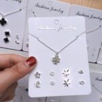 Kalung Anting Set Aksesoris Fashion Wanita Korea Cantik Kekinian - Clover