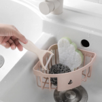 Rak Sudut Siku Tempat Penyimpanan Perlengkapan Kamar Mandi Dapur - Pink