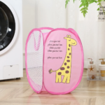Keranjang Cucian Pakaian Baju Kotor Lipat Karakter Laundry Bag Nylon - Jerapah Pink - Image 6