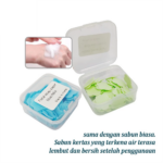 Sabun Kertas Travel Mini Motif Bunga Praktis untuk Cuci Tangan - Biru - Image 6